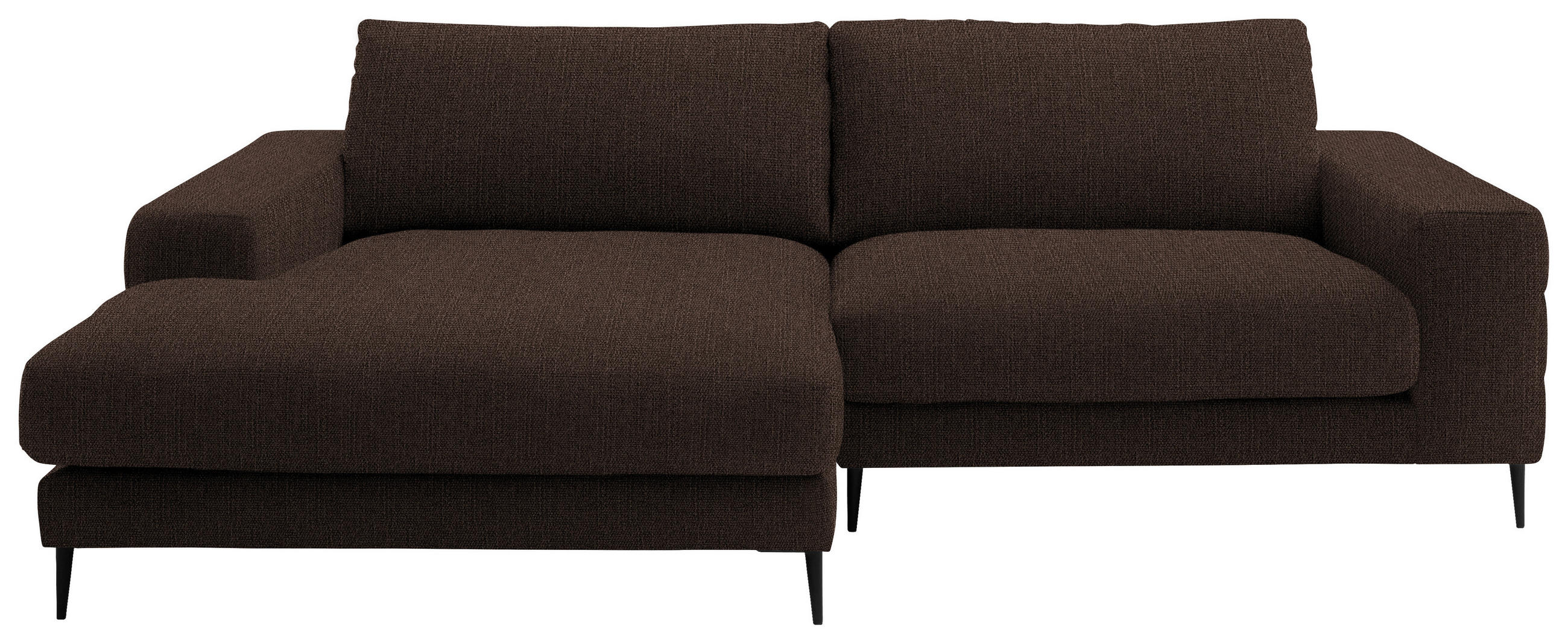 ECKSOFA in Flachgewebe Dunkelbraun  - Dunkelbraun/Schwarz, Design, Textil/Metall (177/253cm) - Dieter Knoll