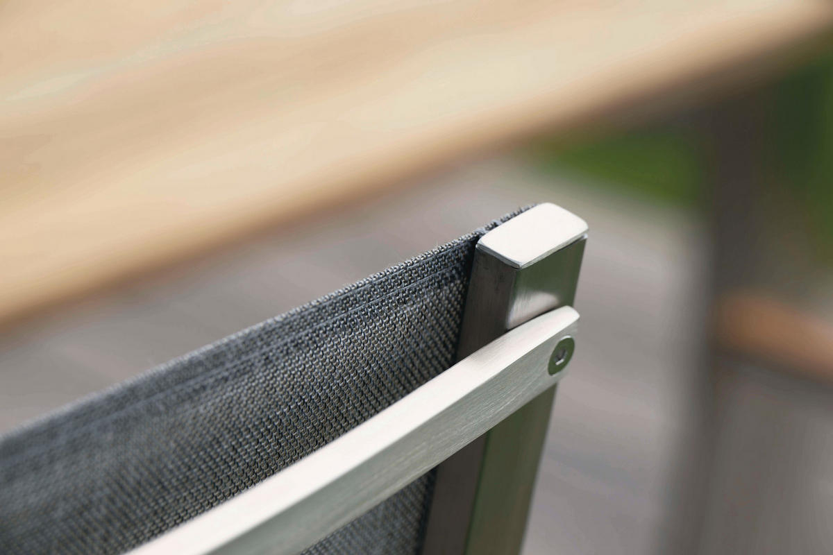 STAPELSESSEL in Holz, Metall, Textil Edelstahlfarben, Hellgrau, Teakfarben  - Edelstahlfarben/Hellgrau, Basics, Holz/Textil (56/110/67cm) - Stern