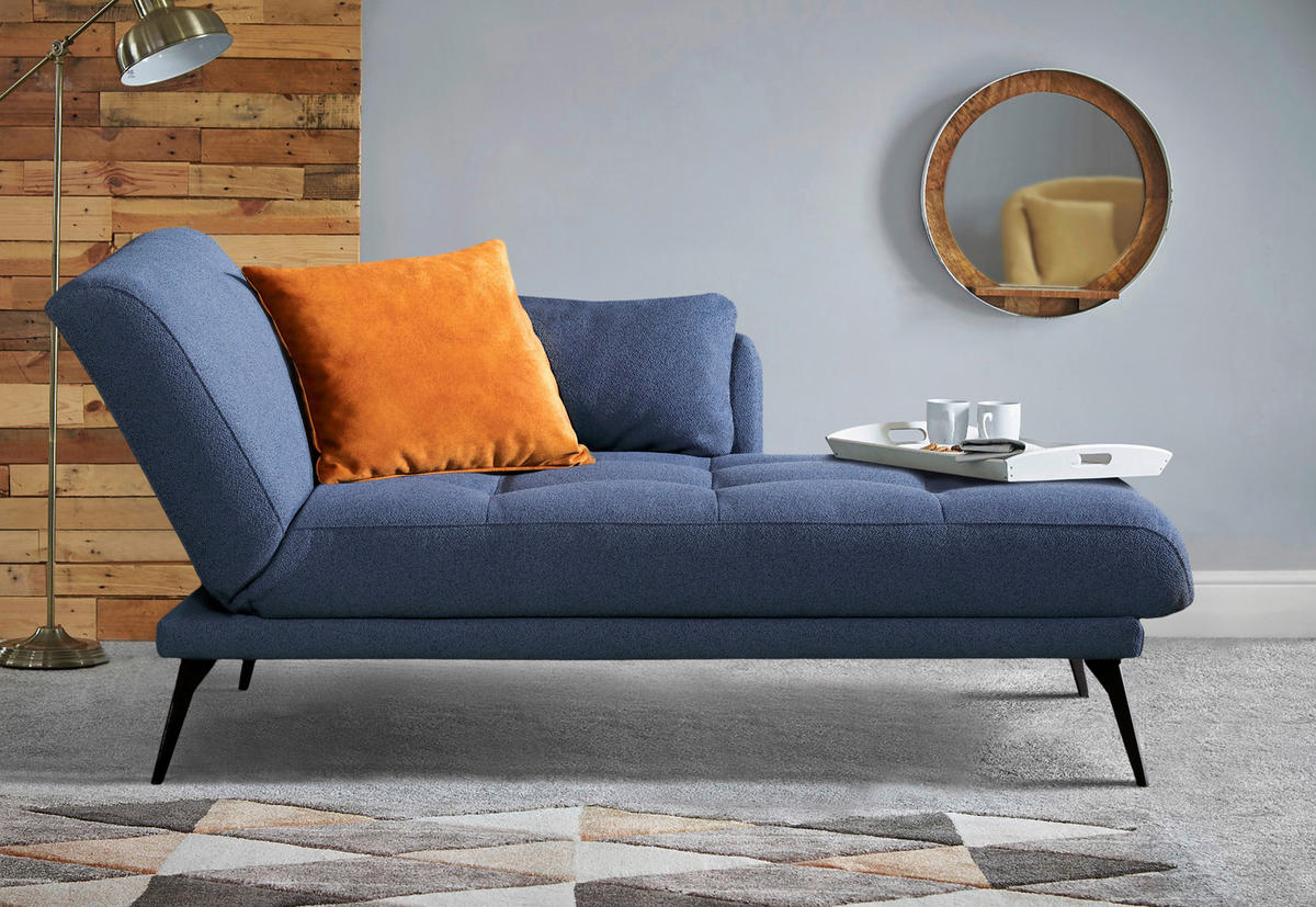 RÉCAMIERE Dunkelblau  - Schwarz/Dunkelblau, Konventionell, Textil/Metall (200/85/106cm) - Novel