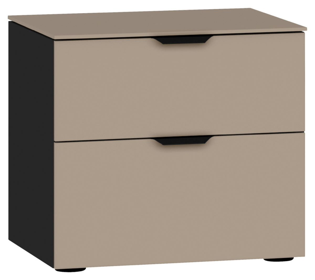 NACHTSCHRANK 45/42/43 cm  - Hellbraun/Schwarz, Design, Glas/Holzwerkstoff (45/42/43cm) - Jutzler