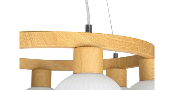 HÄNGELEUCHTE 60/120 cm - Eichefarben/Weiß, Trend, Glas/Metall (60/120cm) - Novel