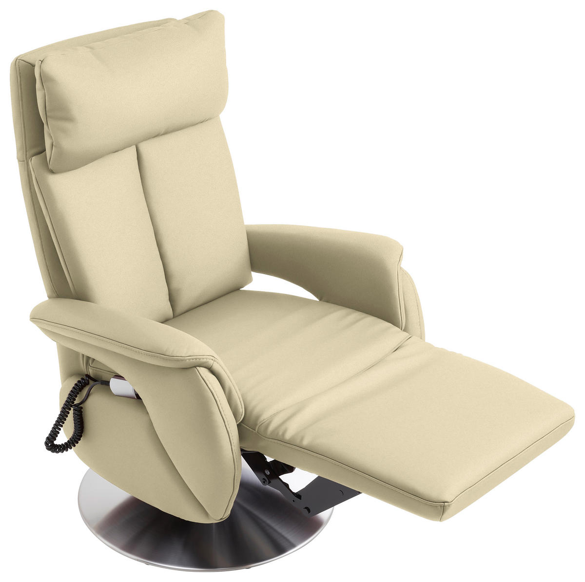 RELAXSESSEL in Leder Creme  - Edelstahlfarben/Creme, KONVENTIONELL, Leder/Metall (78/110/81cm) - Cantus