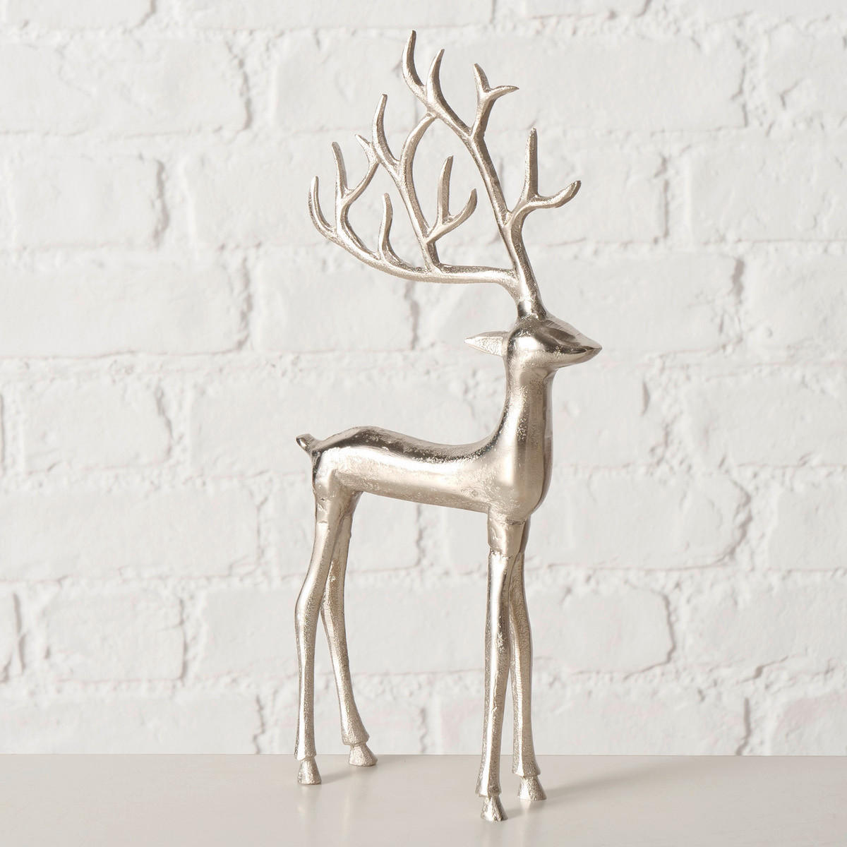 DEKOHIRSCH - Silberfarben, Basics, Metall (17,5/5/36,5cm)