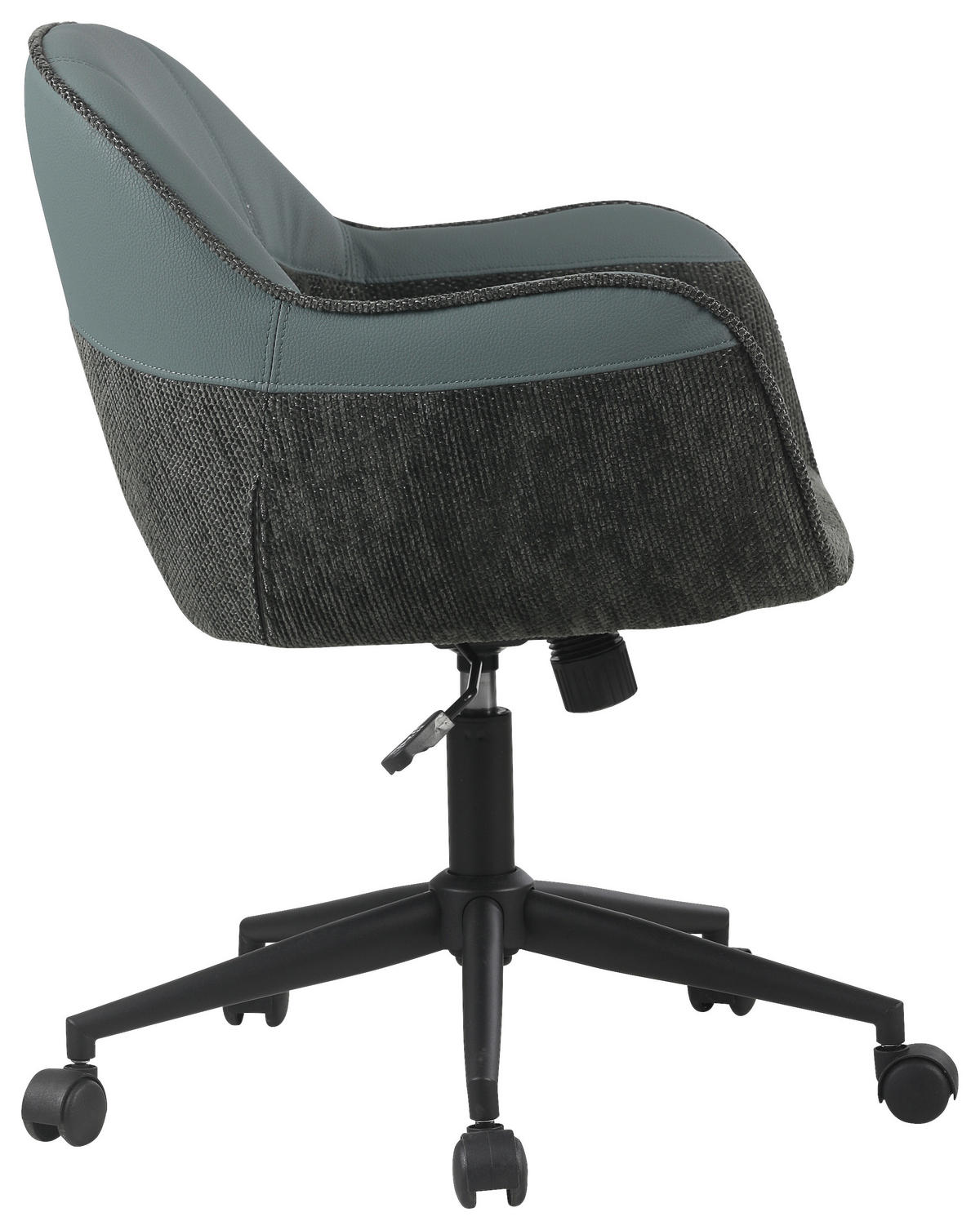 DREHSTUHL  in Lederlook, Webstoff Grün, Anthrazit  - Anthrazit/Schwarz, MODERN, Kunststoff/Textil (61/79-86,5/59cm) - Stylife
