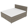 BOXSPRINGBETT 180/200 cm  in Graubraun  - Graubraun/Schwarz, KONVENTIONELL, Textil/Metall (180/200cm) - Carryhome