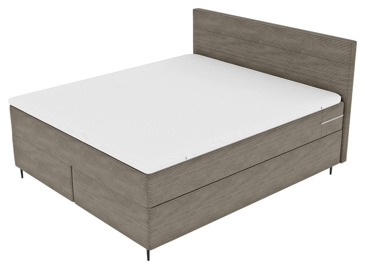 BOXSPRINGBETT 180/200 cm  in Graubraun  - Graubraun/Schwarz, Konventionell, Textil/Metall (180/200cm) - Carryhome