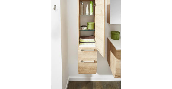 HOCHSCHRANK Eichefarben - Chromfarben/Eichefarben, Basics, Glas/Holzwerkstoff (30/126,8/38cm) - Dieter Knoll