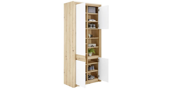 Schuhschrank Kashmir New - Eichefarben/Weiß, MODERN, Holzwerkstoff (84/192/41cm) - James Wood
