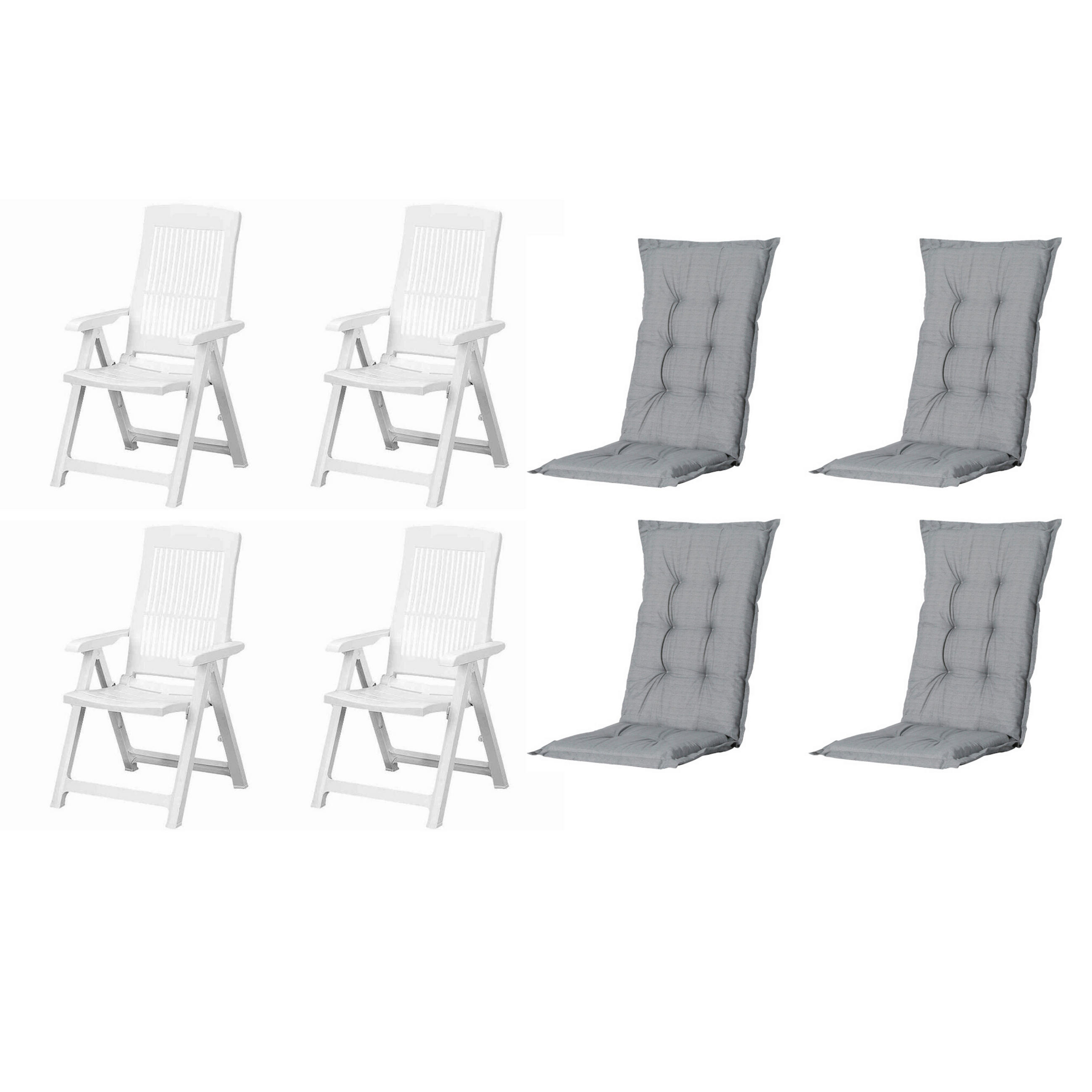 GARTENSTUHL-SET Grau, Weiß  - Weiß/Grau, MODERN, Kunststoff/Textil (44/111/50cm) - Gardenson