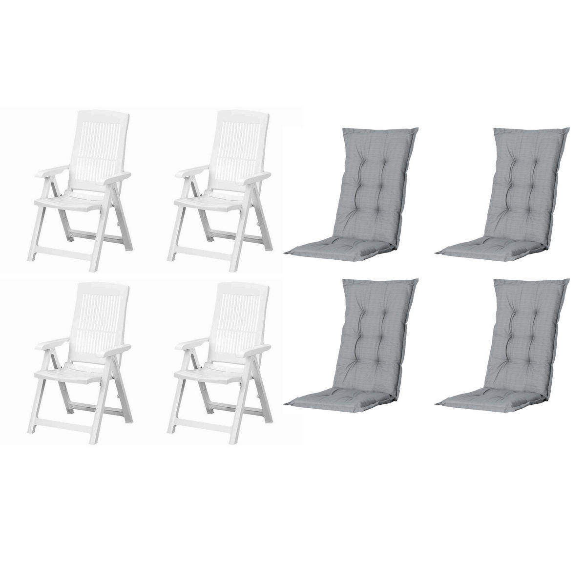 GARTENSTUHL-SET Grau, Weiß  - Weiß/Grau, MODERN, Kunststoff/Textil (44/111/50cm) - Gardenson