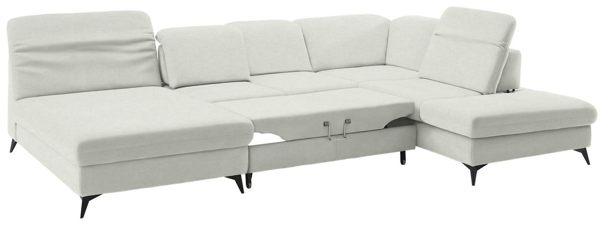 WOHNLANDSCHAFT  in Chenille Naturfarben  - Schwarz/Naturfarben, Design, Textil/Metall (198/369/255cm) - Beldomo Style