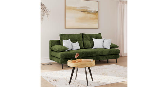 SCHLAFSOFA Chenille Olivgrün Rückenkissen, Armlehnenkissen, Bettkasten, Schlaffunktion, Rücken echt  - Schwarz/Olivgrün, KONVENTIONELL, Textil/Metall (203/94/96cm) - Carryhome