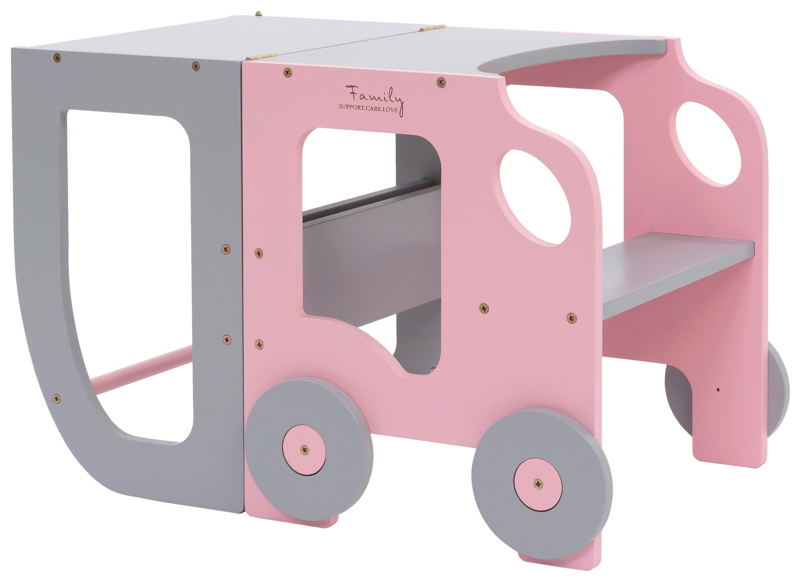 KOMBIHOCHSTUHL  - Pink/Grau, Basics, Holz (38/90/40cm)