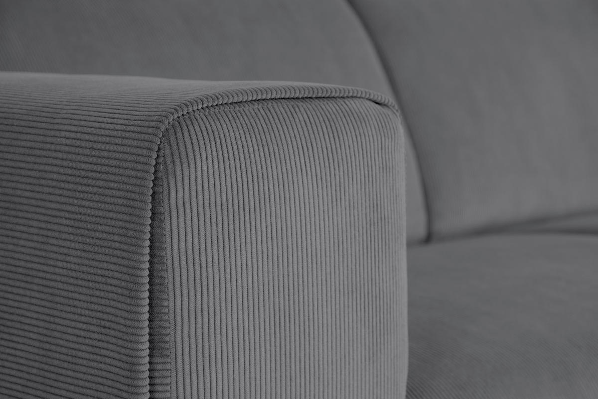 ECKSOFA ERNO Grau Cord  - Schwarz/Grau, Design, Textil/Metall (262/183cm) - MID.YOU