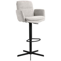 BARHOCKER Webstoff Beige Eisen Sitzfläche 360° drehbar, inklusive Armlehnen  - Beige/Schwarz, Design, Textil/Metall (55/92-117/54cm) - Novel