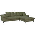 ECKSOFA Grün Cord Rückenkissen, Armlehnenkissen, Rücken echt  - Schwarz/Grün, KONVENTIONELL, Textil/Metall (332/231cm) - Carryhome