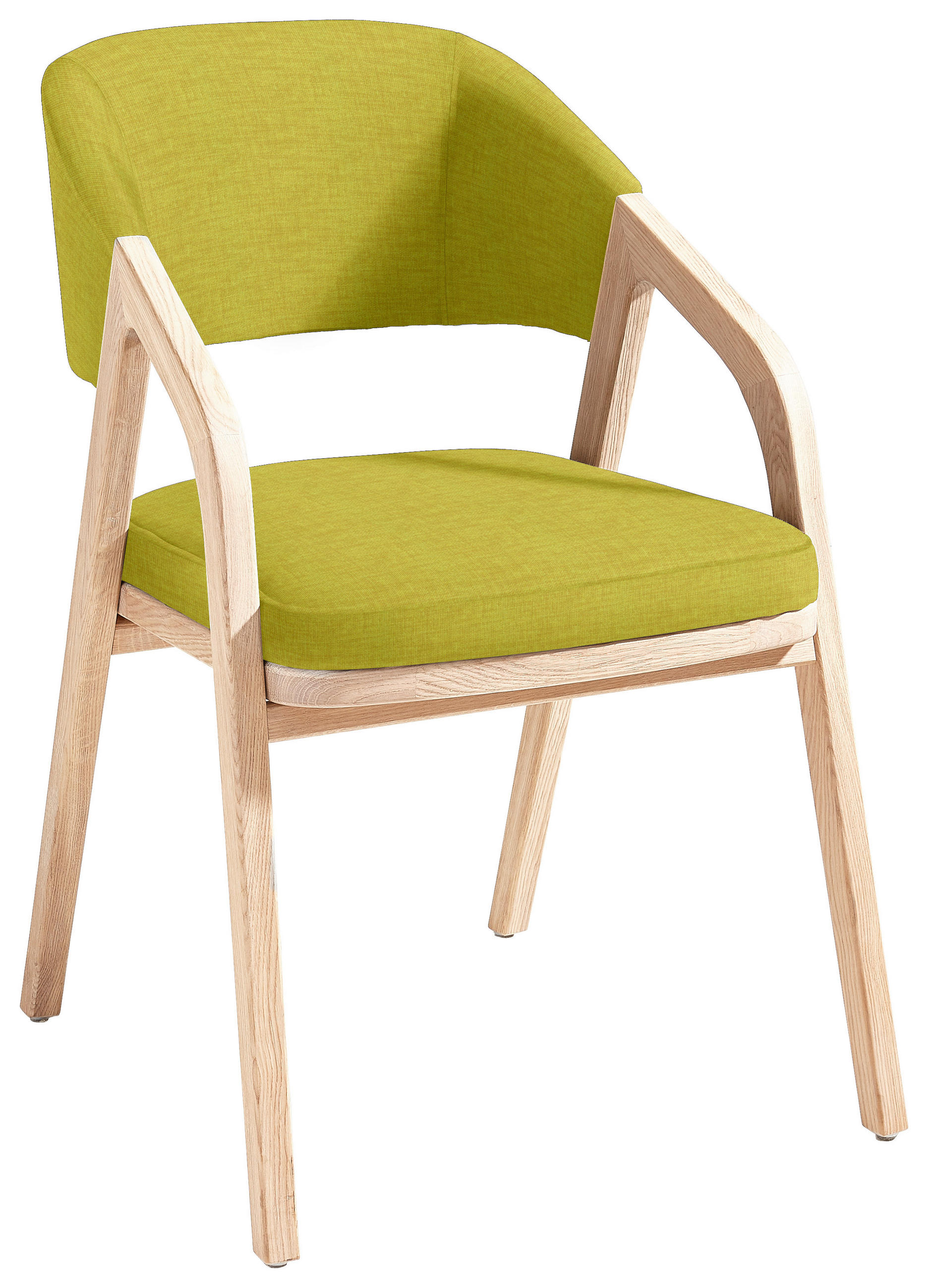 STUHL Webstoff Eichefarben, Olivgrün Asteiche massiv Stoffauswahl - Eichefarben/Olivgrün, Natur, Holz/Textil (52/80/58cm) - Linea Natura