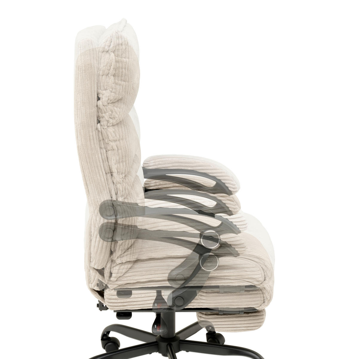 DREHSTUHL  in Cord Beige  - Beige/Schwarz, MODERN, Holz/Kunststoff (65/116/124/65cm) - MID.YOU