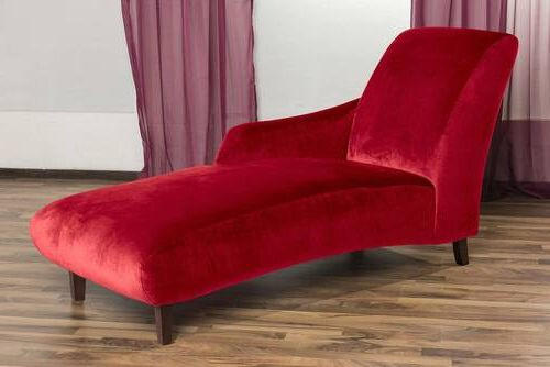 RÉCAMIERE Rot Samt, Velours  - Rot/Nussbaumfarben, Design, Holz/Textil (69/85/158cm) - Max Winzer