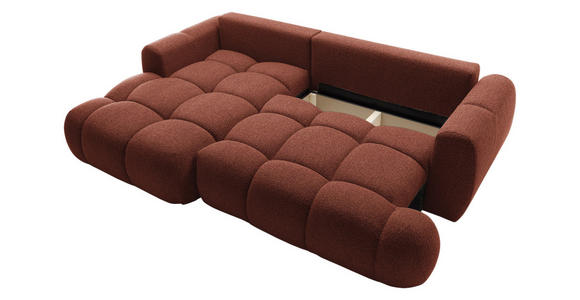ECKSOFA Dunkelorange Struktur Rückenkissen, Bettkasten, Schlaffunktion, Rücken echt, Liegefläche im Originalstoff  - Dunkelorange/Schwarz, KONVENTIONELL, Kunststoff/Textil (172/272cm) - Carryhome