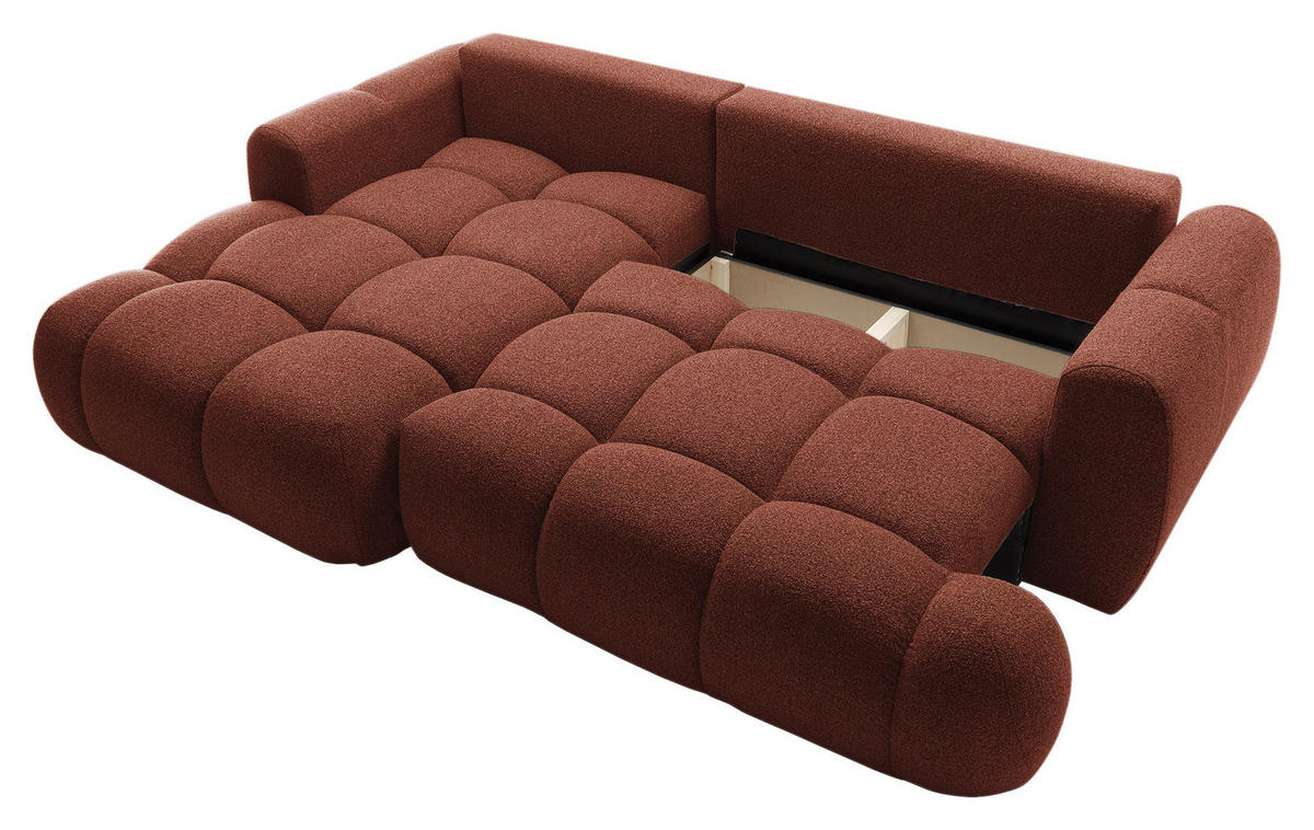 ECKSOFA Dunkelorange Struktur  - Dunkelorange/Schwarz, KONVENTIONELL, Kunststoff/Textil (172/272cm) - Carryhome