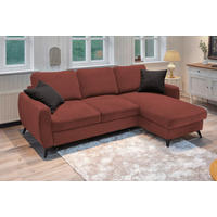 ECKSCHLAFSOFA JEFFREY Mikrovelours Rotbraun  inkl. Zierkissen, Rückenkissen, Stauraum  - Rotbraun/Schwarz, KONVENTIONELL, Textil/Metall (230/150cm) - Livetastic