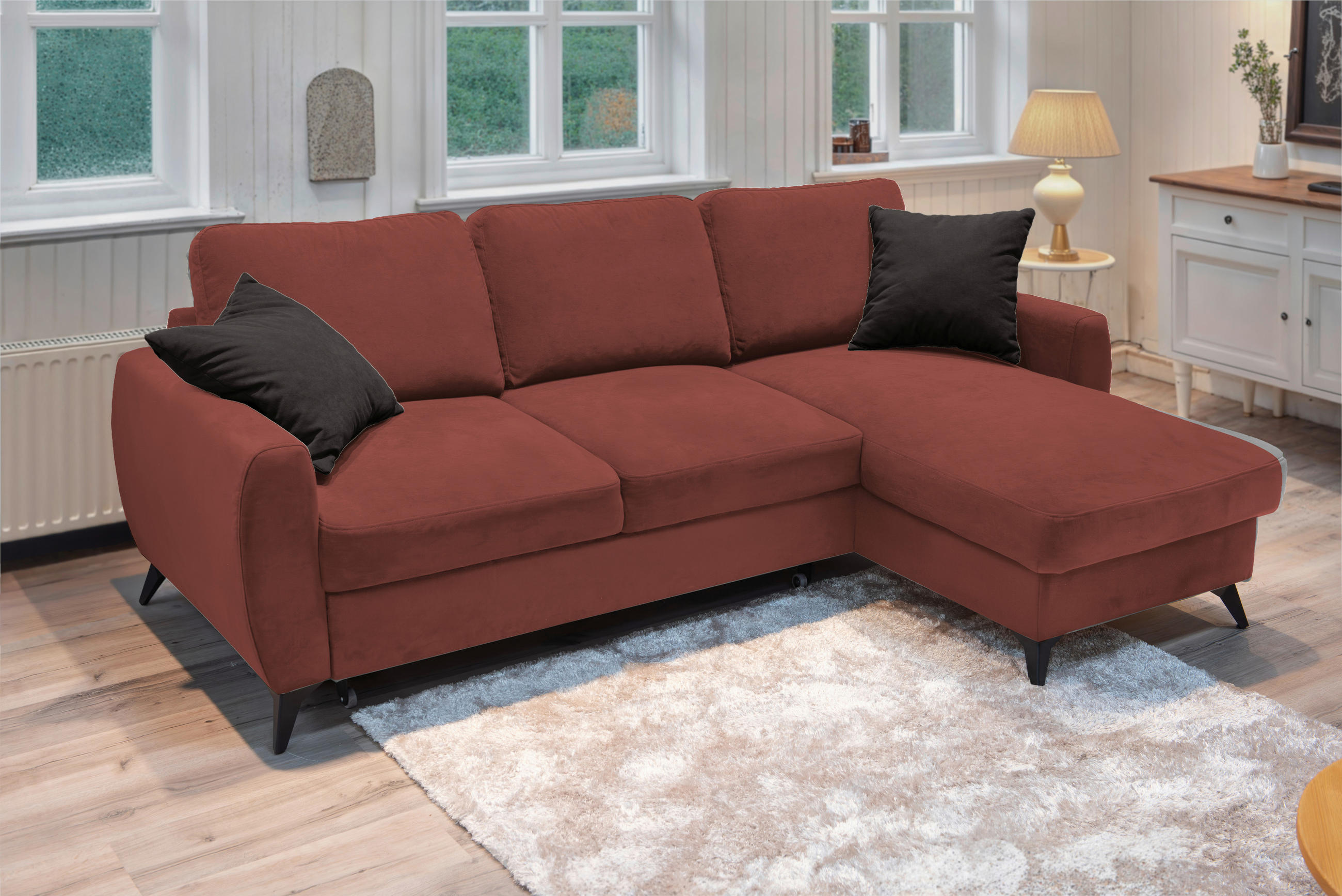 Livetastic ROHOVÁ ROZKLÁDACÍ POHOVKA, kov, textil, kompozitní dřevo, červenohnědá
