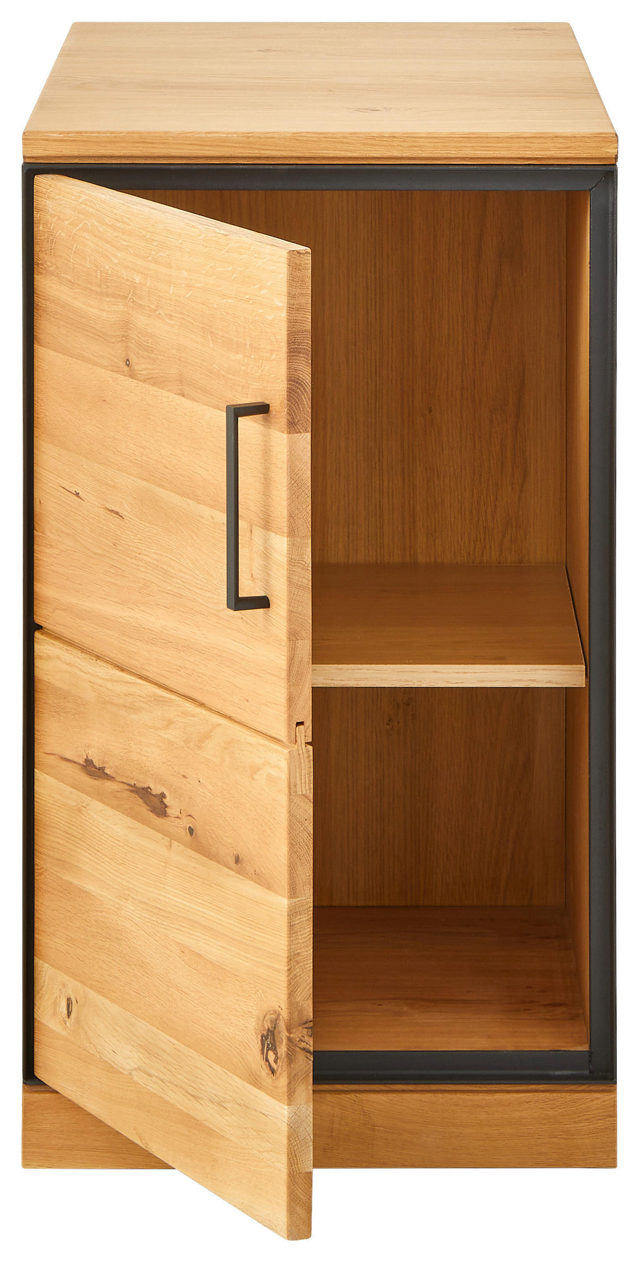 ANSTELLCONTAINER Asteiche teilmassiv Graphitfarben, Eichefarben - Eichefarben/Anthrazit, Natur, Holz/Holzwerkstoff (43/75/80cm) - Linea Natura