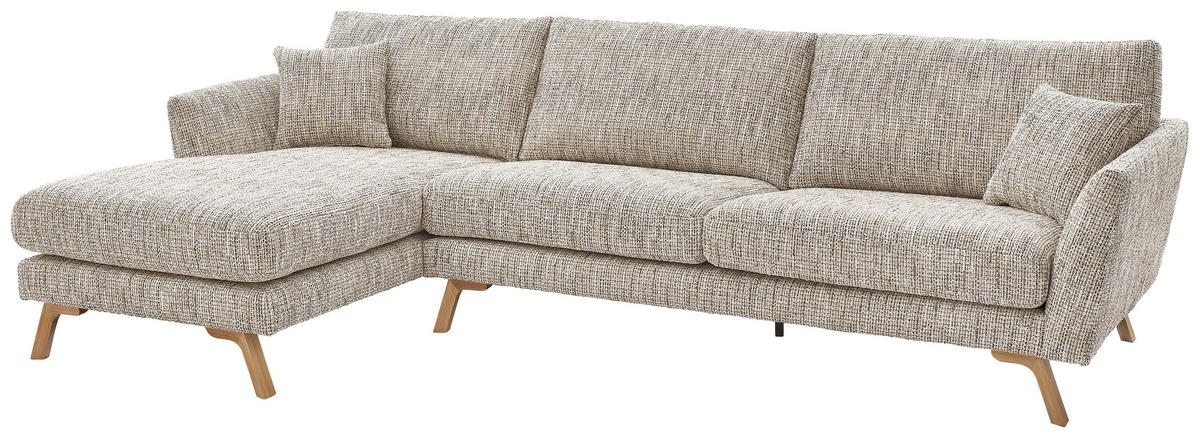 ECKSOFA Creme Webstoff  - Eichefarben/Creme, KONVENTIONELL, Holz/Textil (160/293cm) - SetOne by Musterring