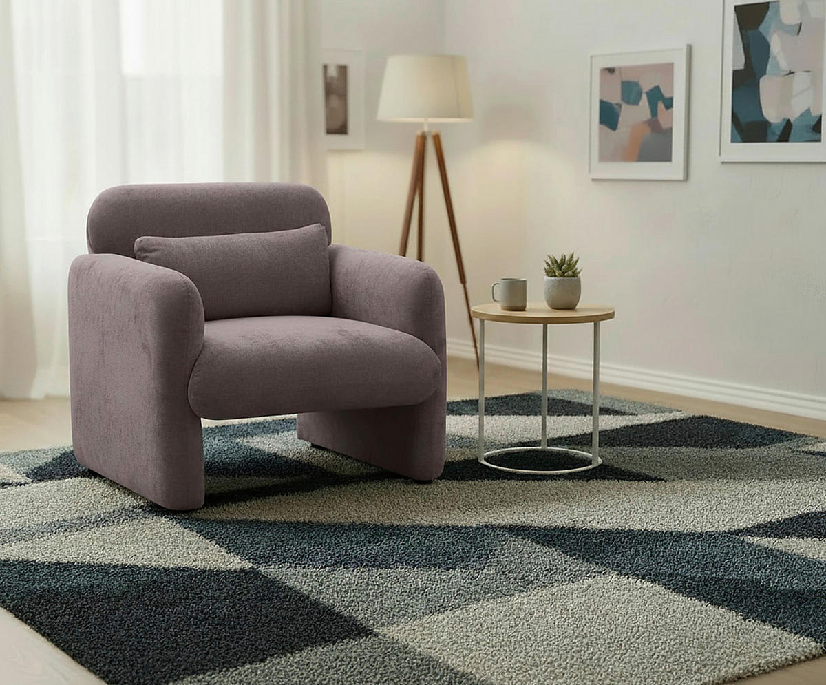 SESSEL in Samt Dunkelrot  - Schwarz/Dunkelrot, Design, Kunststoff/Textil (83/83/76cm) - MID.YOU