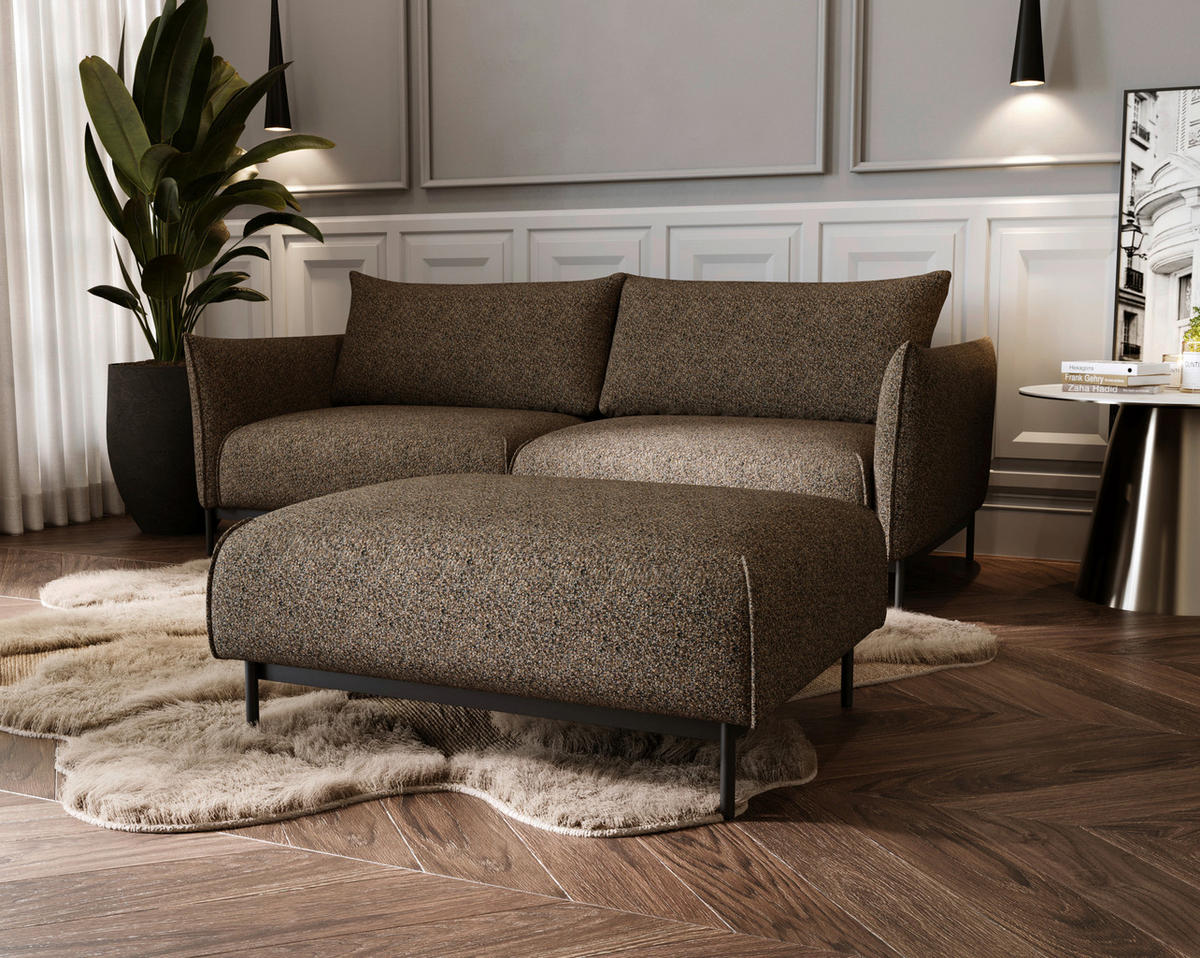 HOCKER in Textil Braun  - Schwarz/Braun, Design, Textil/Metall (100/42/97cm) - Livetastic