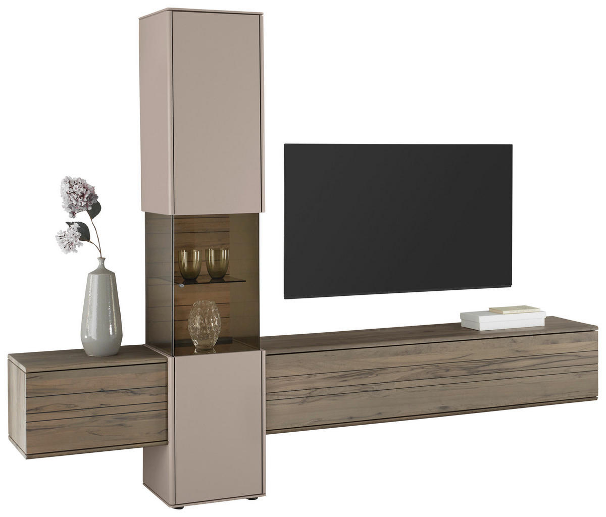 WOHNWAND  in Buchefarben, Sandfarben 293/206/43 cm  - Sandfarben/Buchefarben, Design, Glas/Holz (293/206/43cm) - Johann Jakob