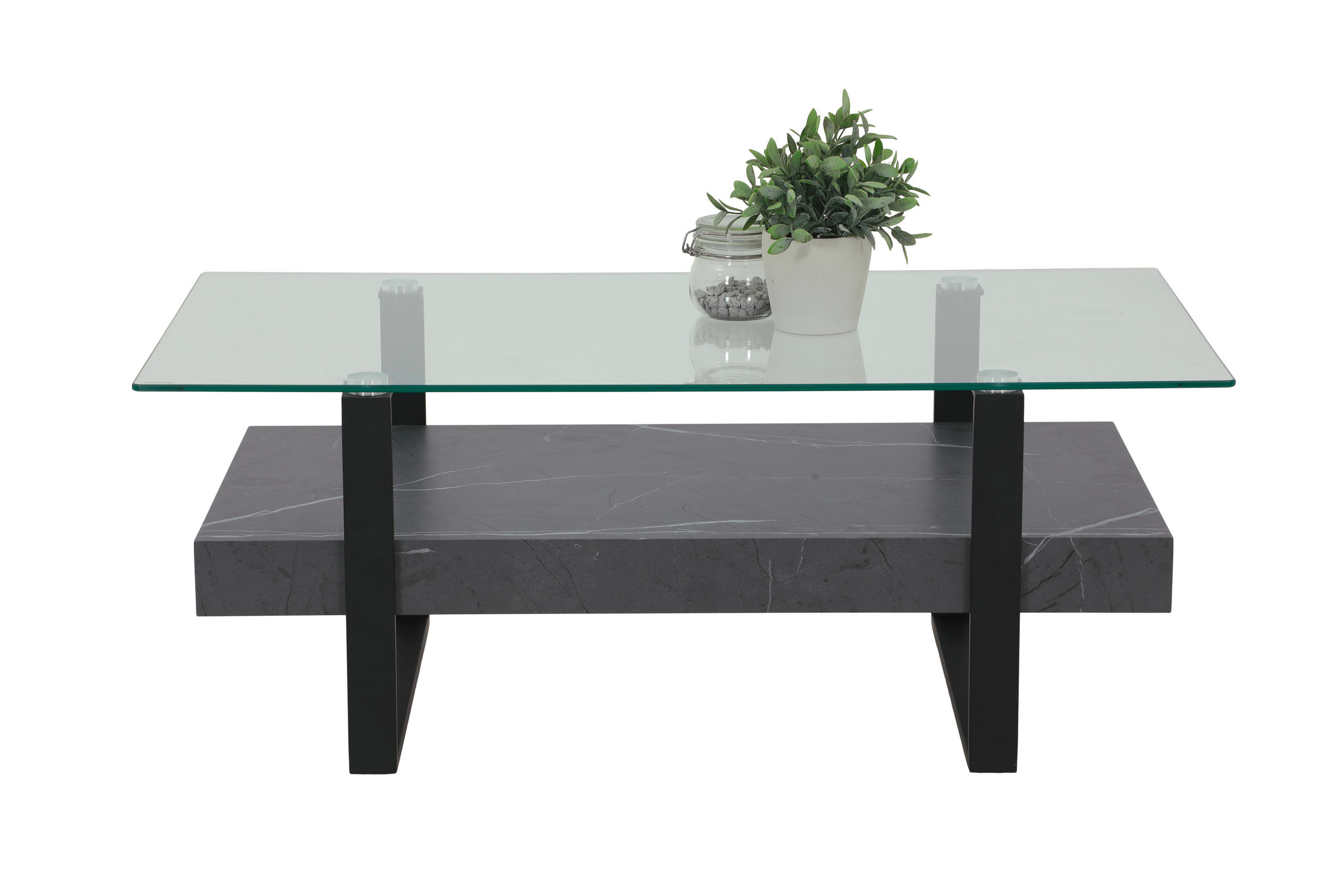 COUCHTISCH ESG 110/60/43 cm rechteckig Grau  - Schwarz/Grau, Design, Glas/Holzwerkstoff (110/60/43cm) - Livetastic
