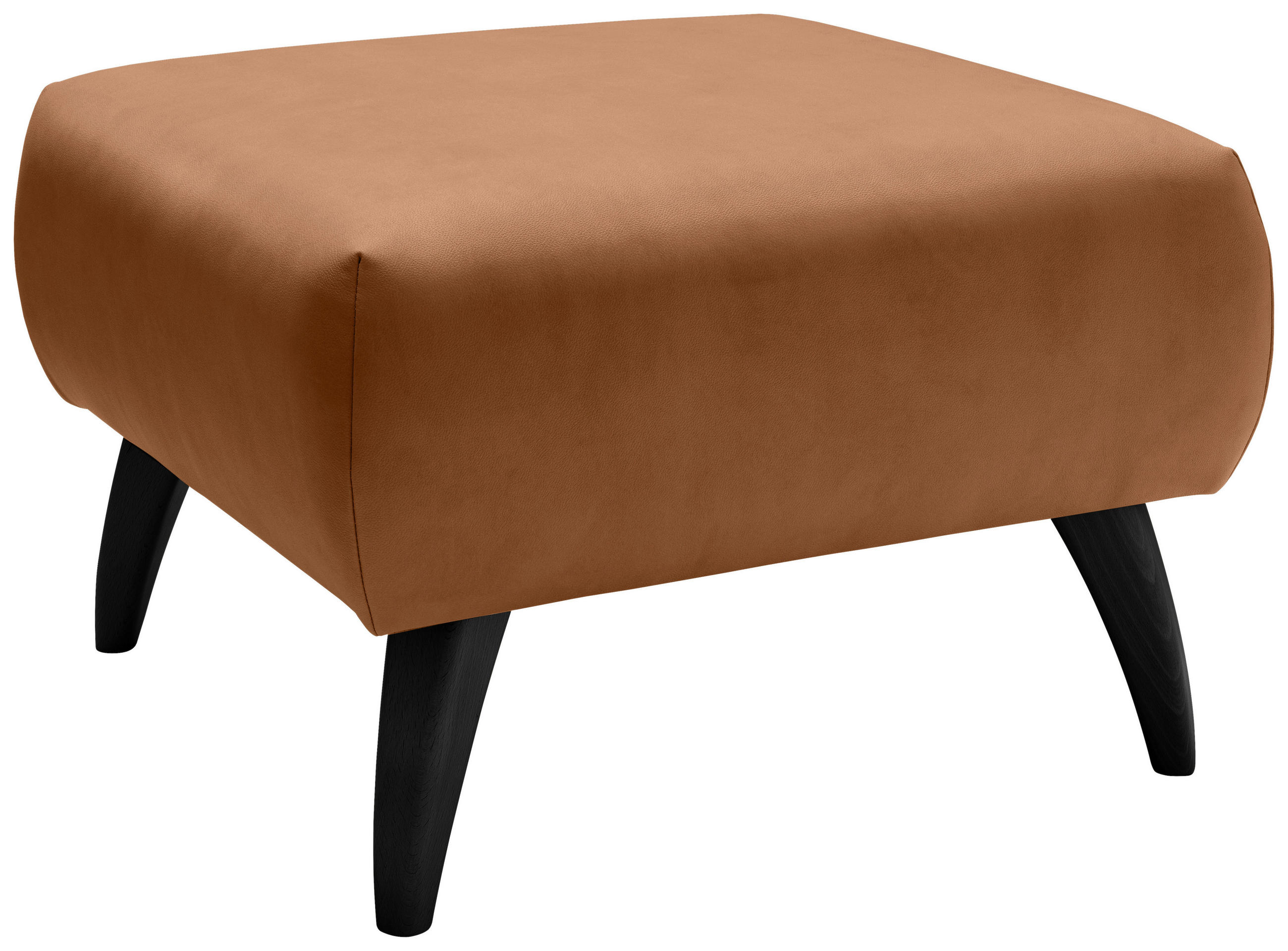 HOCKER Lederlook Cognac  - Cognac/Schwarz, MODERN, Holz/Textil (66/44/66cm) - Livetastic