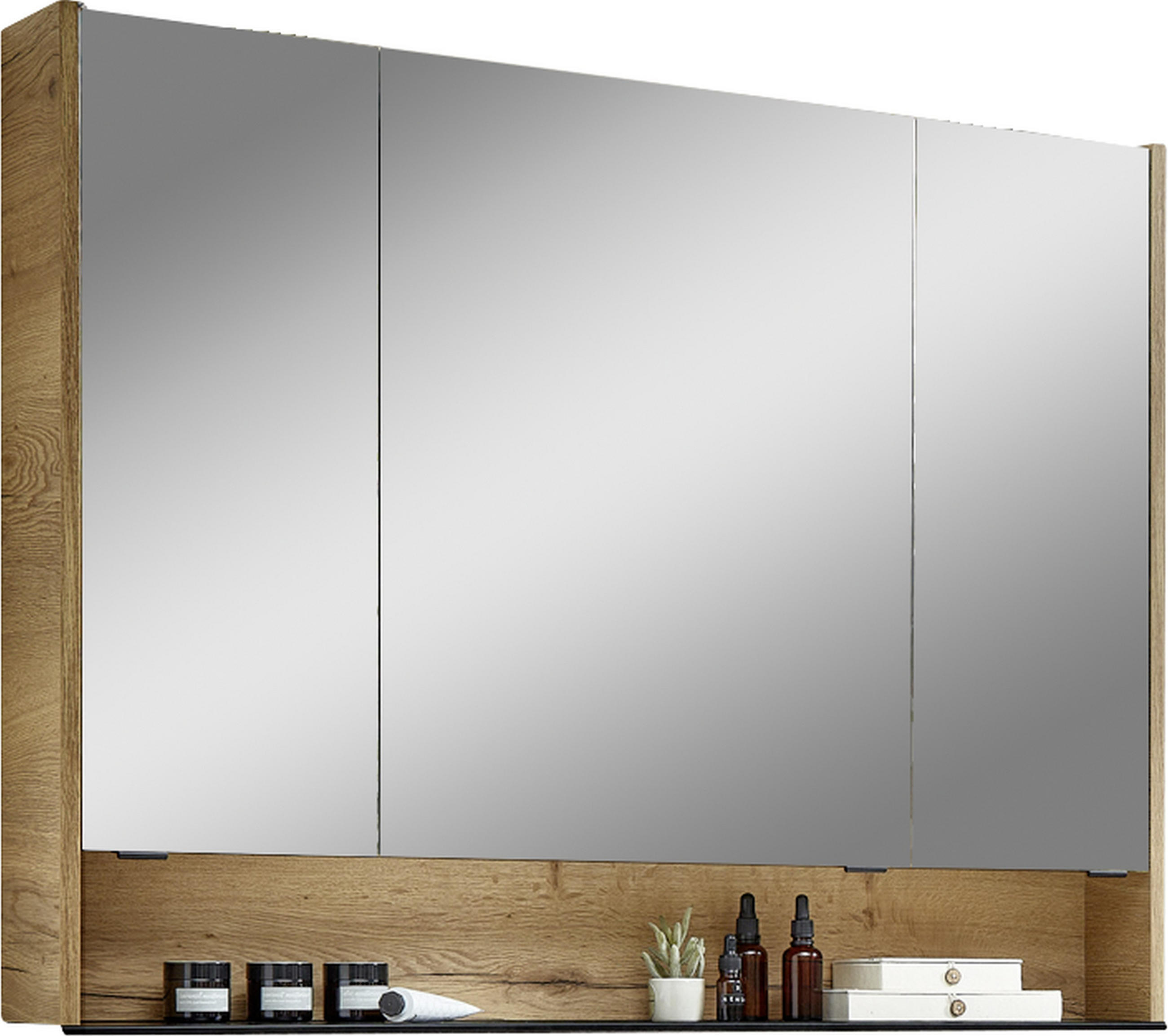 SPIEGELSCHRANK 103,2/85,3/17 cm  - Eichefarben/Schwarz, KONVENTIONELL, Glas/Holzwerkstoff (103,2/85,3/17cm) - Sadena