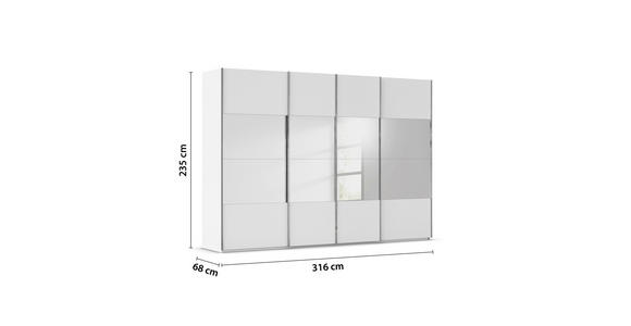 SCHWEBETÜRENSCHRANK  in Weiß  - Chromfarben/Weiß, Design, Holzwerkstoff/Metall (316/235/68cm) - Novel