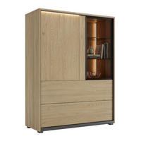 HIGHBOARD FRAME 100/131/40 cm 2 Schublade(n)  - Eichefarben/Schwarz, Modern, Glas/Holzwerkstoff (100/131/40cm) - Stylife