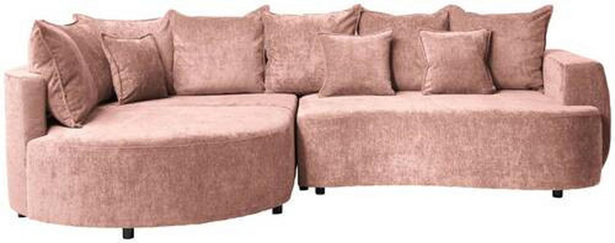 ECKSOFA in Chenille Rosa  194/307 cm  - Schwarz/Rosa, Design, Kunststoff/Textil (194/307cm) - Carryhome