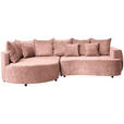 ECKSOFA in Chenille Rosa  - Schwarz/Rosa, Design, Kunststoff/Textil (194/307cm) - Carryhome