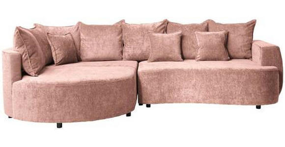 ECKSOFA in Chenille Rosa  - Schwarz/Rosa, Design, Kunststoff/Textil (194/307cm) - Carryhome