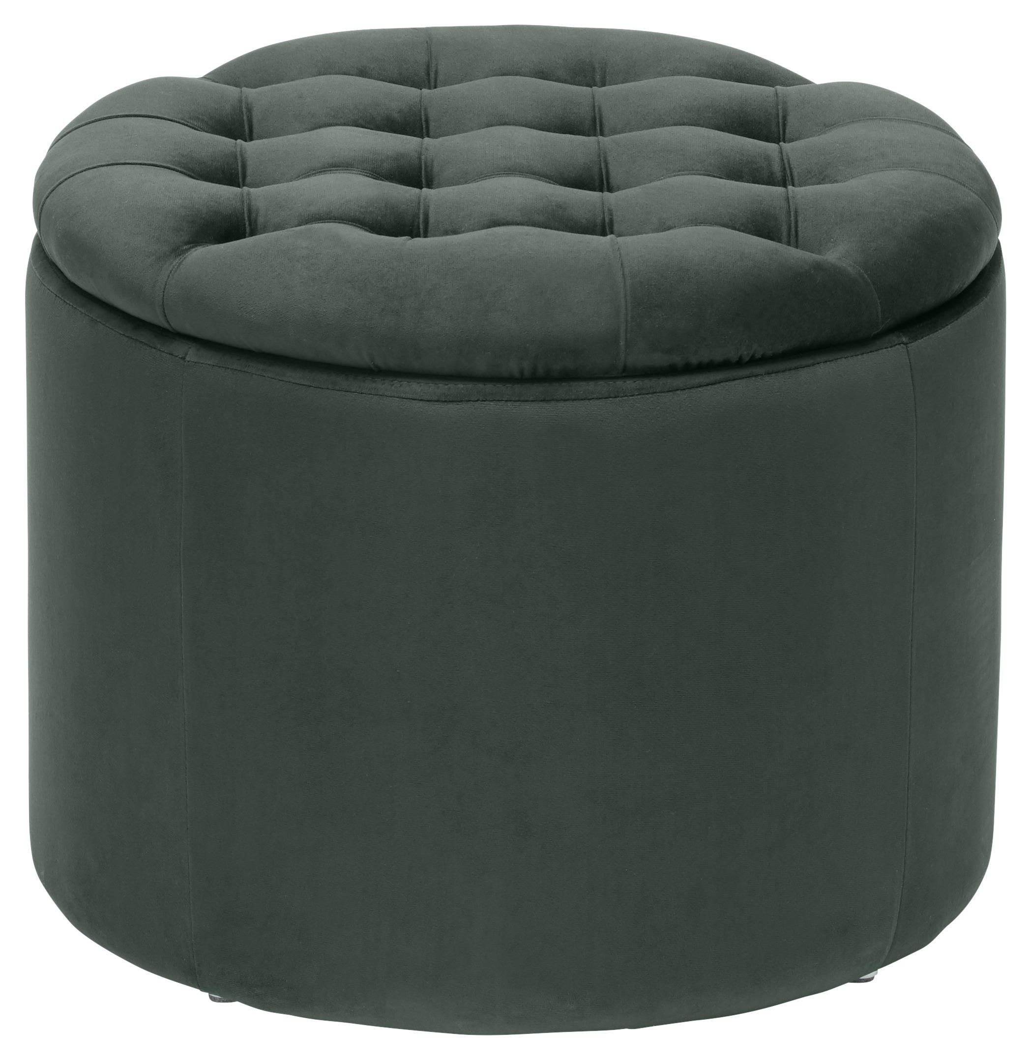 Hocker in Holz, Textil Grün