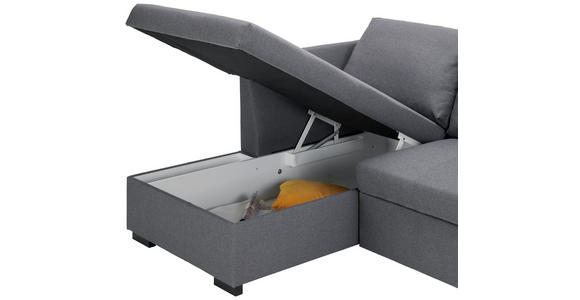 ECKSOFA inkl.Funktionen Grau Webstoff  - Schwarz/Grau, Design, Kunststoff/Textil (238/158cm) - Xora