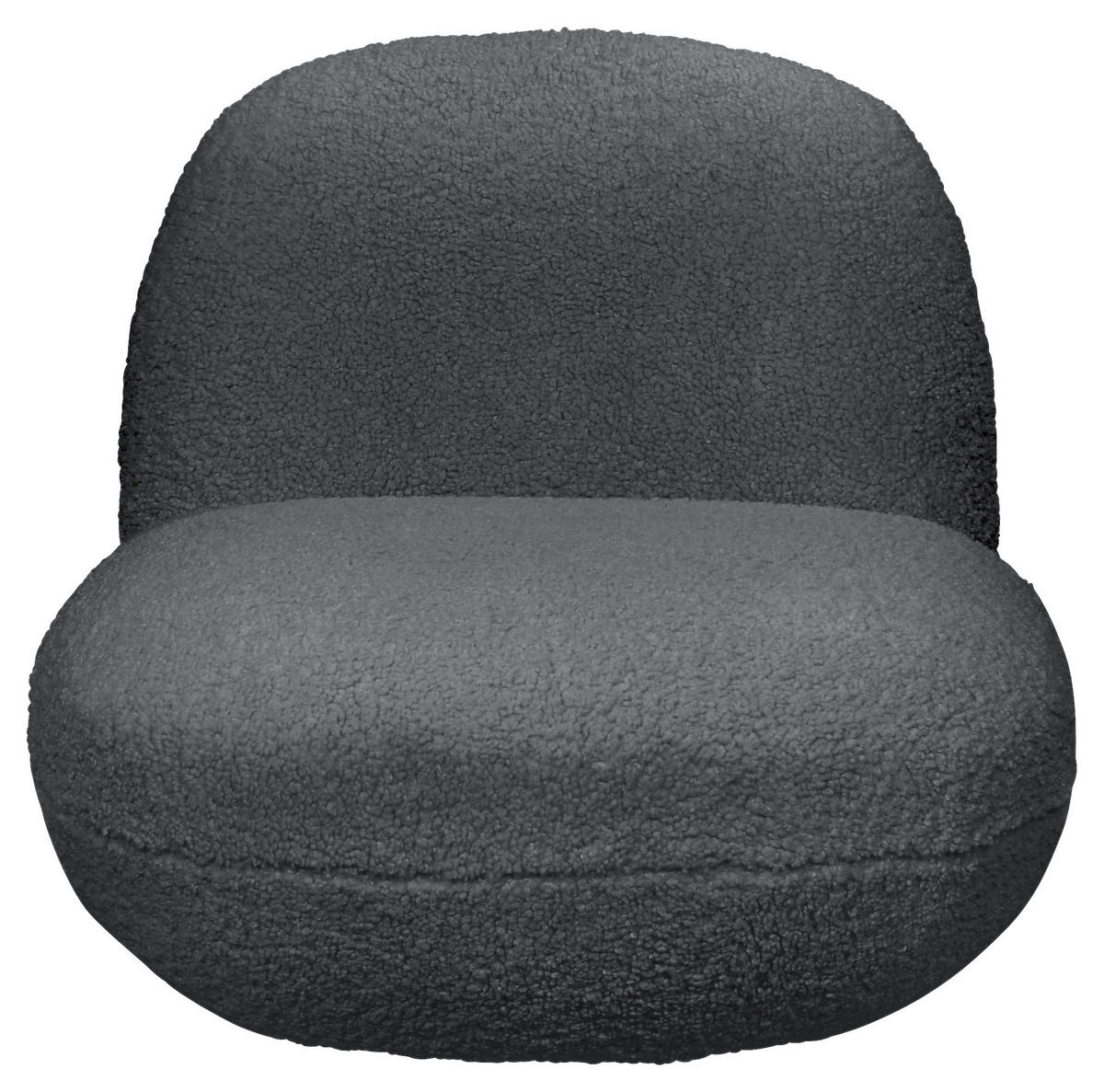 SESSEL in Teddystoff Anthrazit  - Anthrazit/Schwarz, MODERN, Textil/Metall (85/70/99cm) - MID.YOU