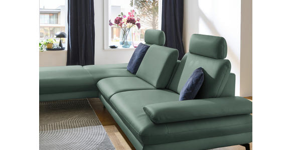 ECKSOFA in Echtleder Opal 195/308 cm - Opal/Schwarz, Design, Leder/Metall (195/308cm) - Dieter Knoll