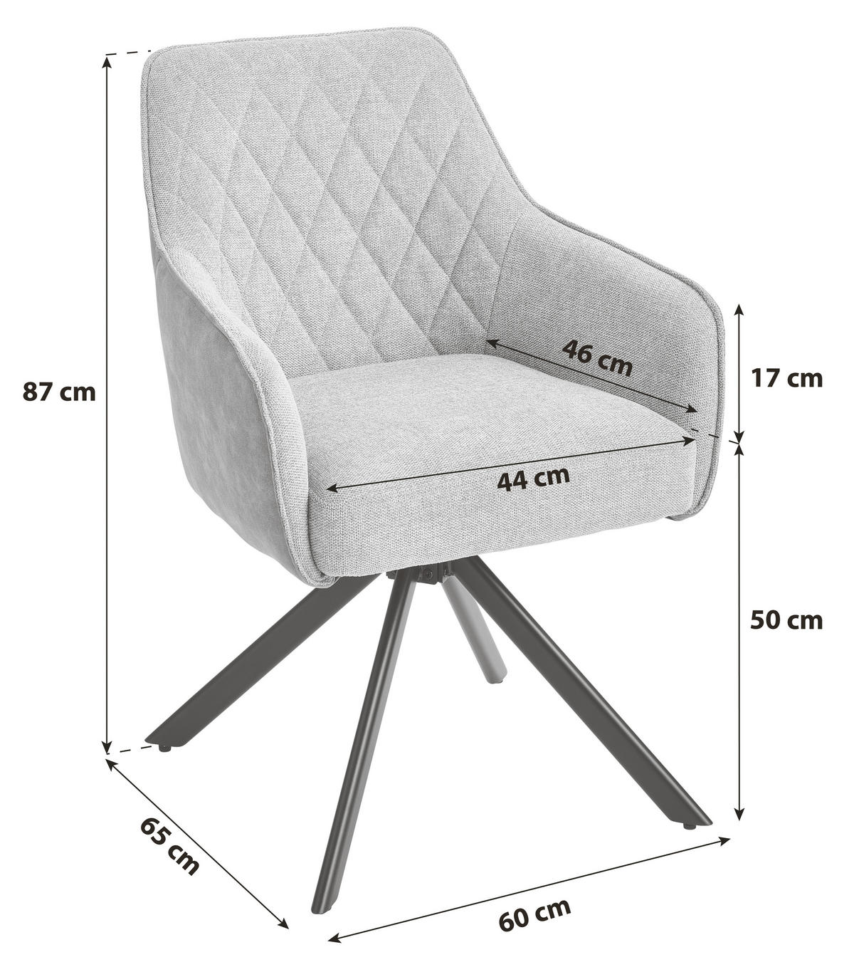 ARMLEHNSTUHL  Sitzfläche 360° drehbar Webstoff, Leinenoptik  - Beige/Schwarz, MODERN, Holz/Textil (60/87/65cm) - Livetastic