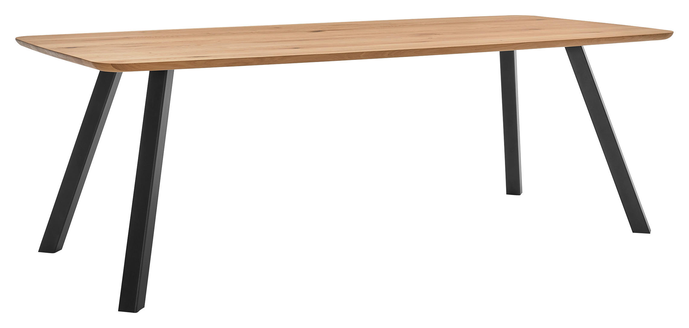 ESSTISCH Asteiche massiv rechteckig Eichefarben  - Eichefarben/Anthrazit, Design, Holz/Metall (220/100/77cm) - Musterring