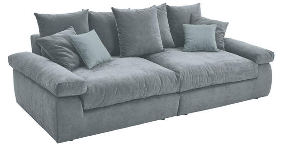 BIGSOFA Feincord Blaugrau  - Blaugrau/Schwarz, Design, Kunststoff/Textil (260/90/140cm) - Carryhome