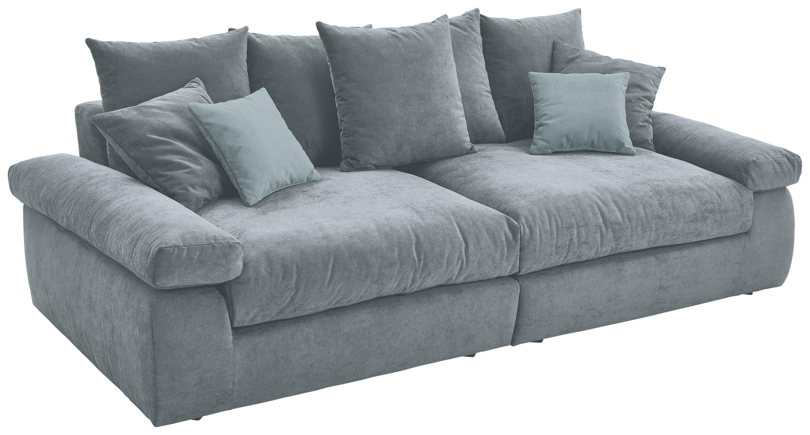 BIGSOFA Feincord Blaugrau  - Blaugrau/Schwarz, Design, Kunststoff/Textil (260/90/140cm) - Carryhome