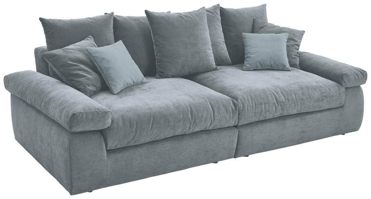 BIGSOFA Feincord Blaugrau  - Blaugrau/Schwarz, Design, Kunststoff/Textil (260/90/140cm) - Carryhome