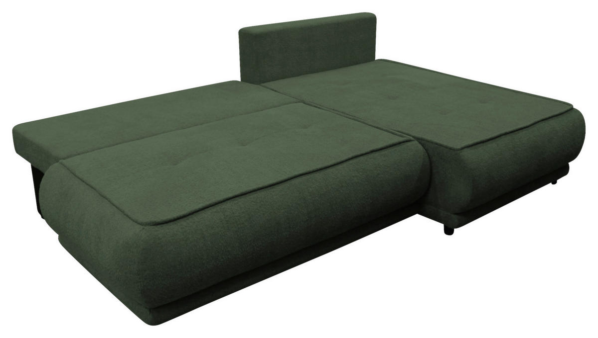 ECKSOFA  PAROS Dunkelgrün Bouclé  - Dunkelgrün/Schwarz, Design, Kunststoff/Textil (277/179cm) - MID.YOU